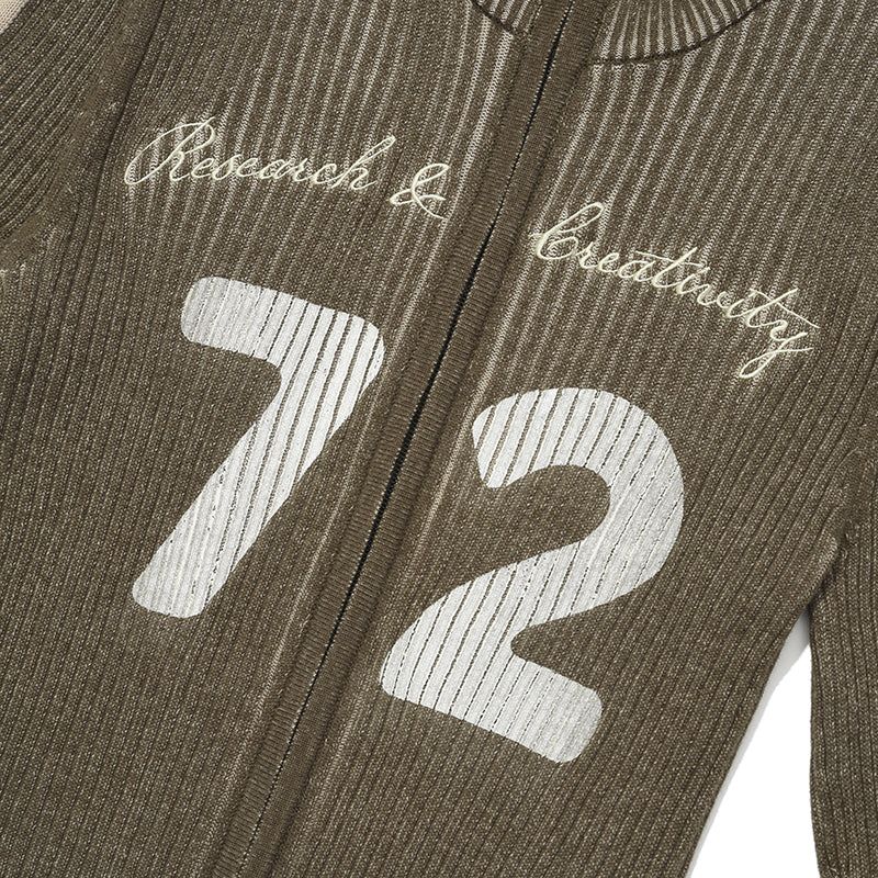 GARMENT HIGH NECK KNIT ZIP UP [KHAKI]