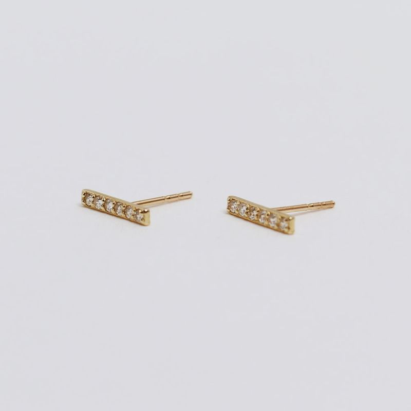 [single earring]14K gold cubic bar earring