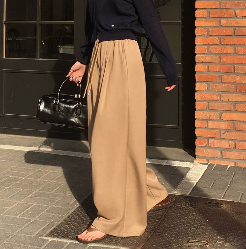 [MADE] Square wide rubber waist long pants