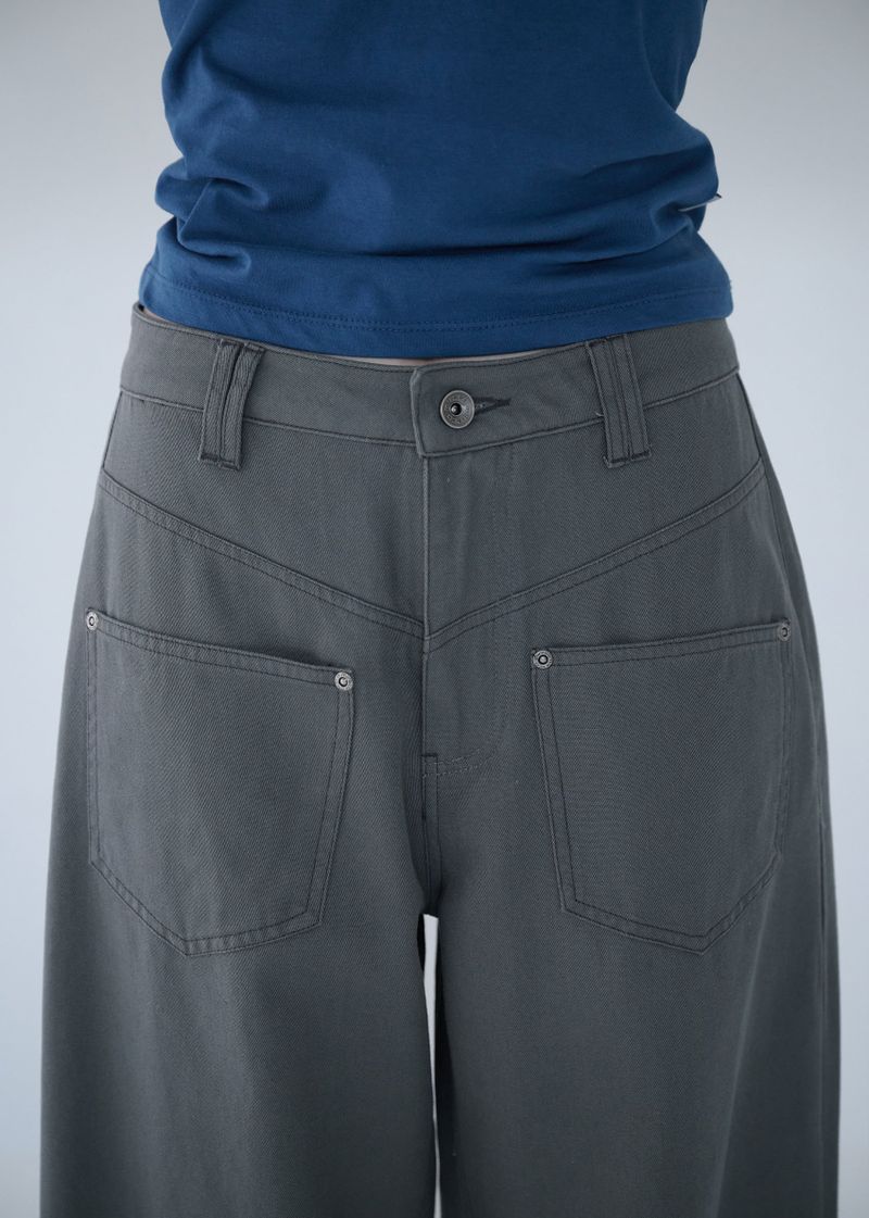 BELTED POCKET COTTON PT CHARCOAL