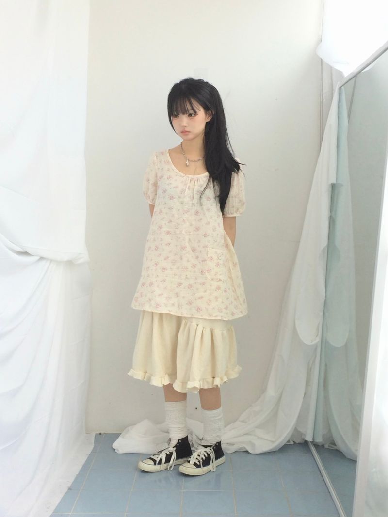 Flare cotton incision skirt