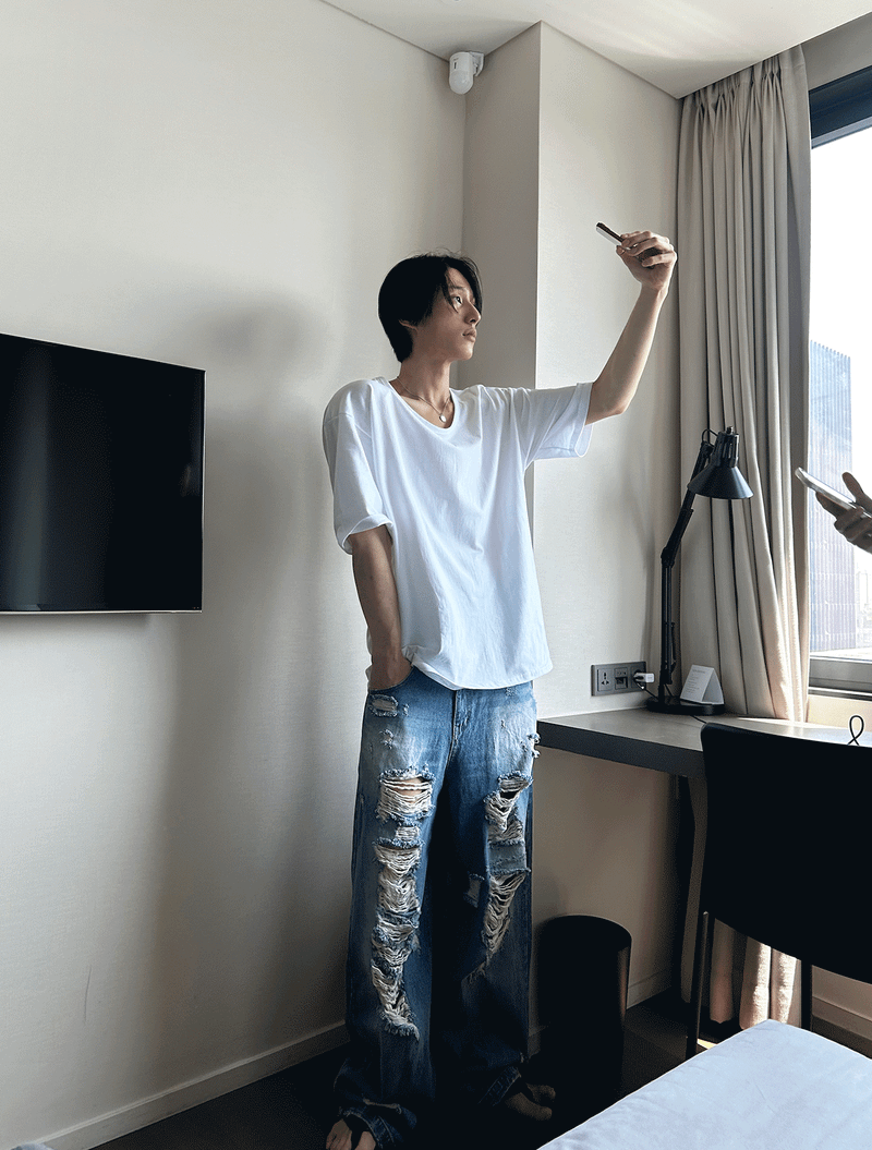 COSYHARU（コシハル）の「denim destroyed pants（Pants）」
