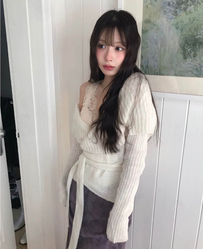kumachi flower of lace knitwear sk