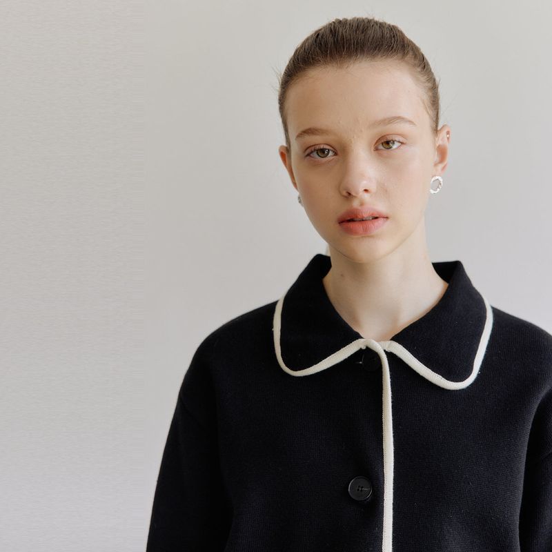 ラインニットジャケット / LINE KNIT JACKET_BLACK