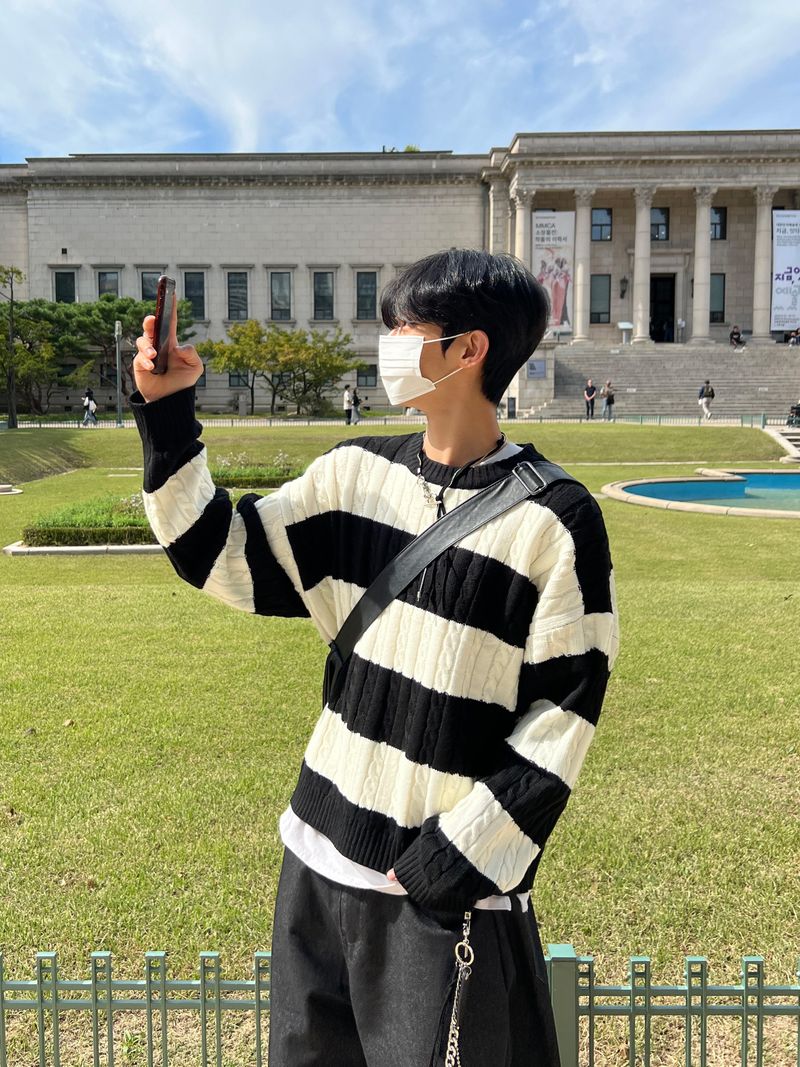 Oversized Striped Cable Knit (4 colors)