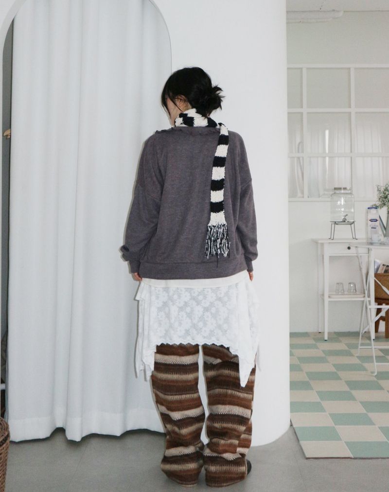 ナンバーTシャツレースバンディドニットアンバランススカート