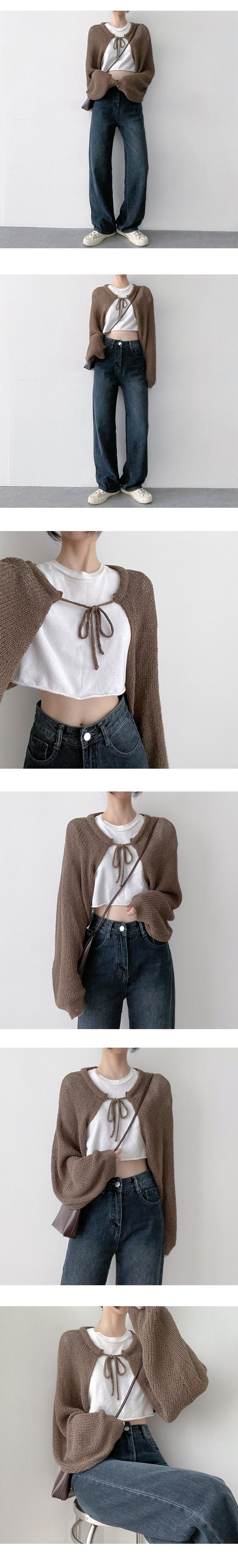 Pinabola Ribbon Knit Cardigan