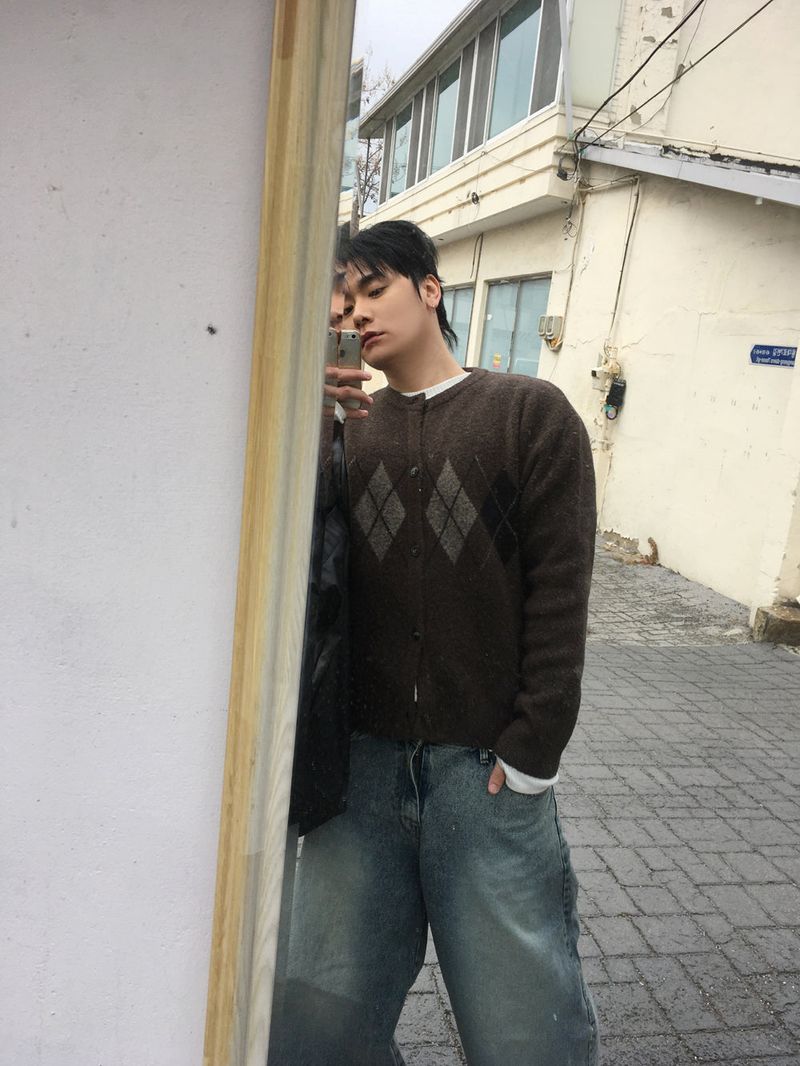 No.1561 argyle round knit CD (4color)