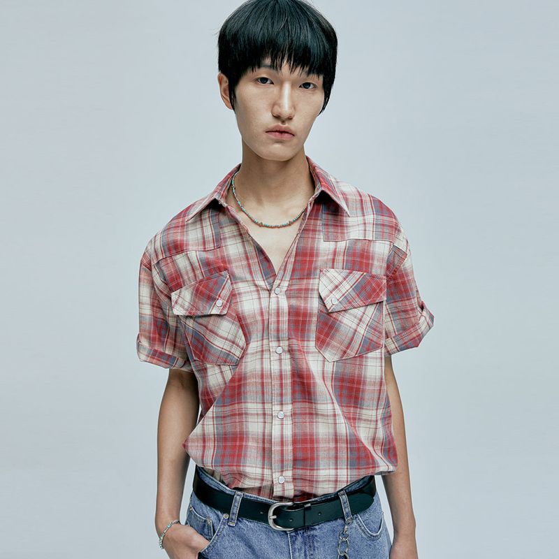 KND（ケイエンド）の「RTR plaid western shirts red（Tops）」