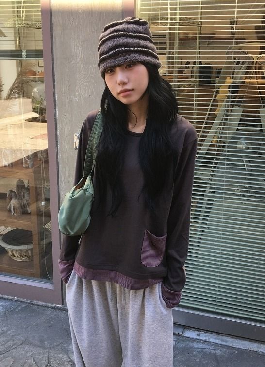 [BAONHAUS] ルブニ ストライプ カラー マッチング ロング スリーブ ティー