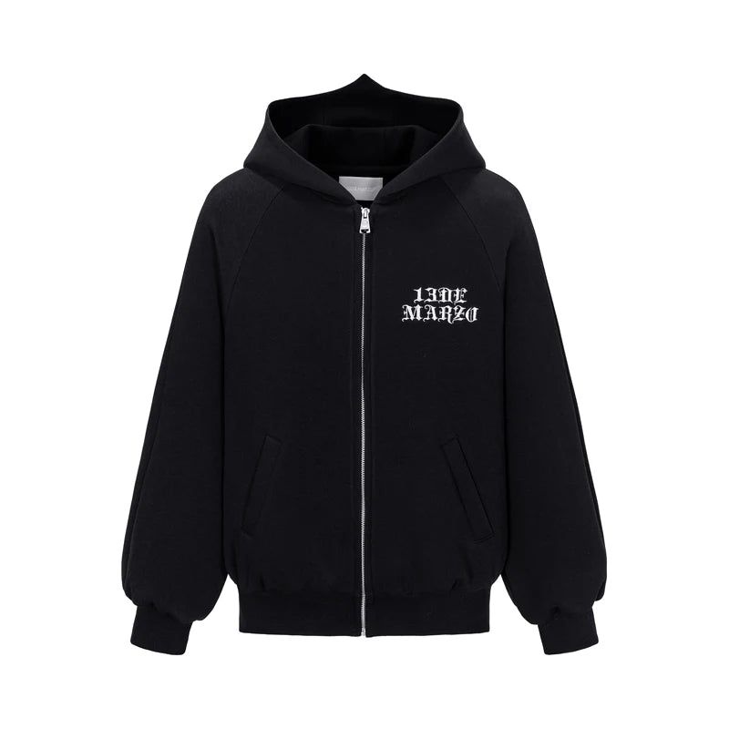 13DE MARZO Angel Devil Bear Zipped Hoodie