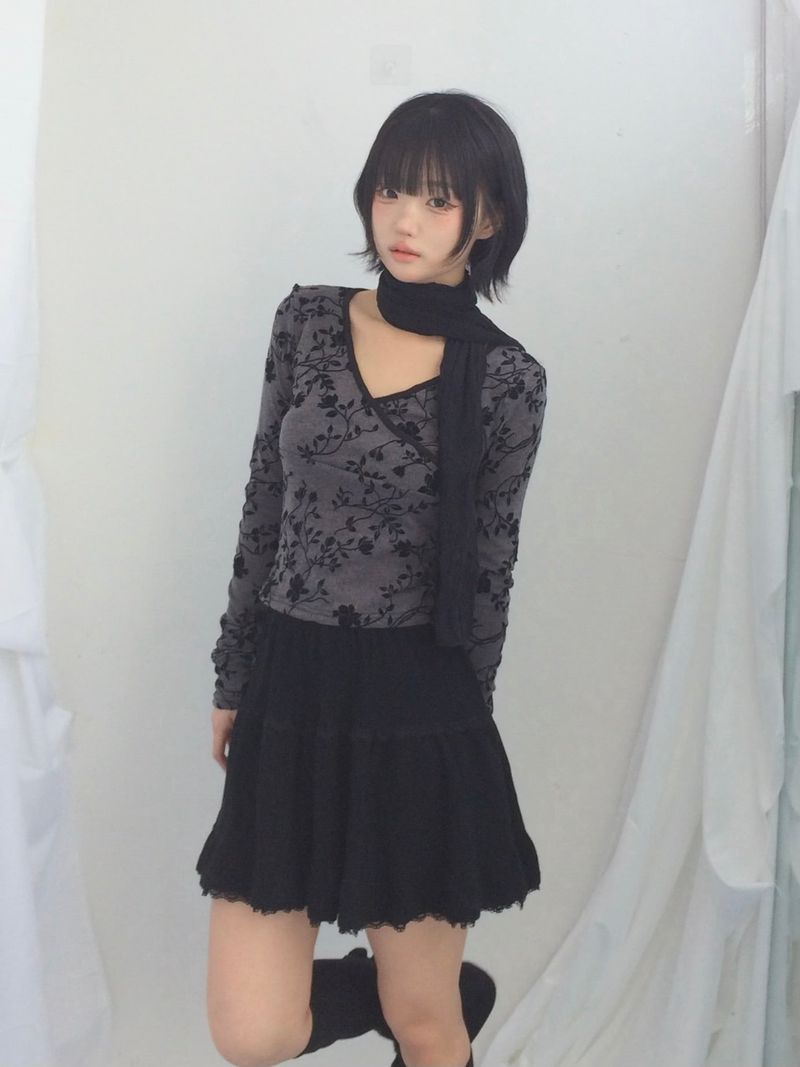 Floral cross-neck top