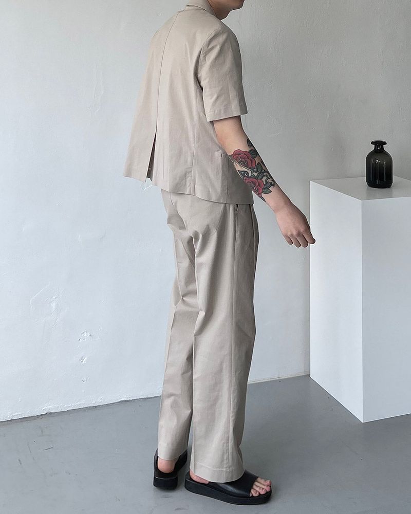ECT linen two-tuck long pants slacks (2 colors)