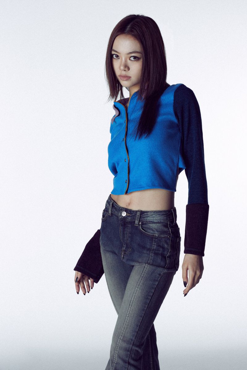 MULTICOLOR KNIT SHIRT # BLUE