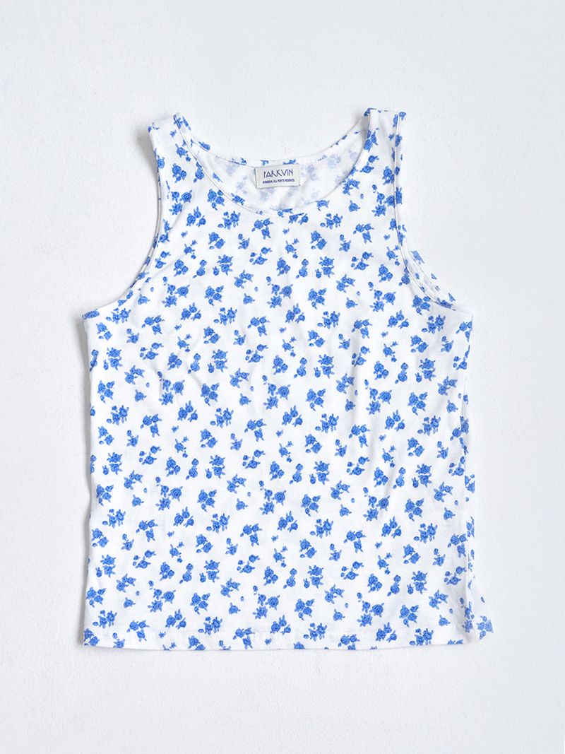 Blue flower sleeveless