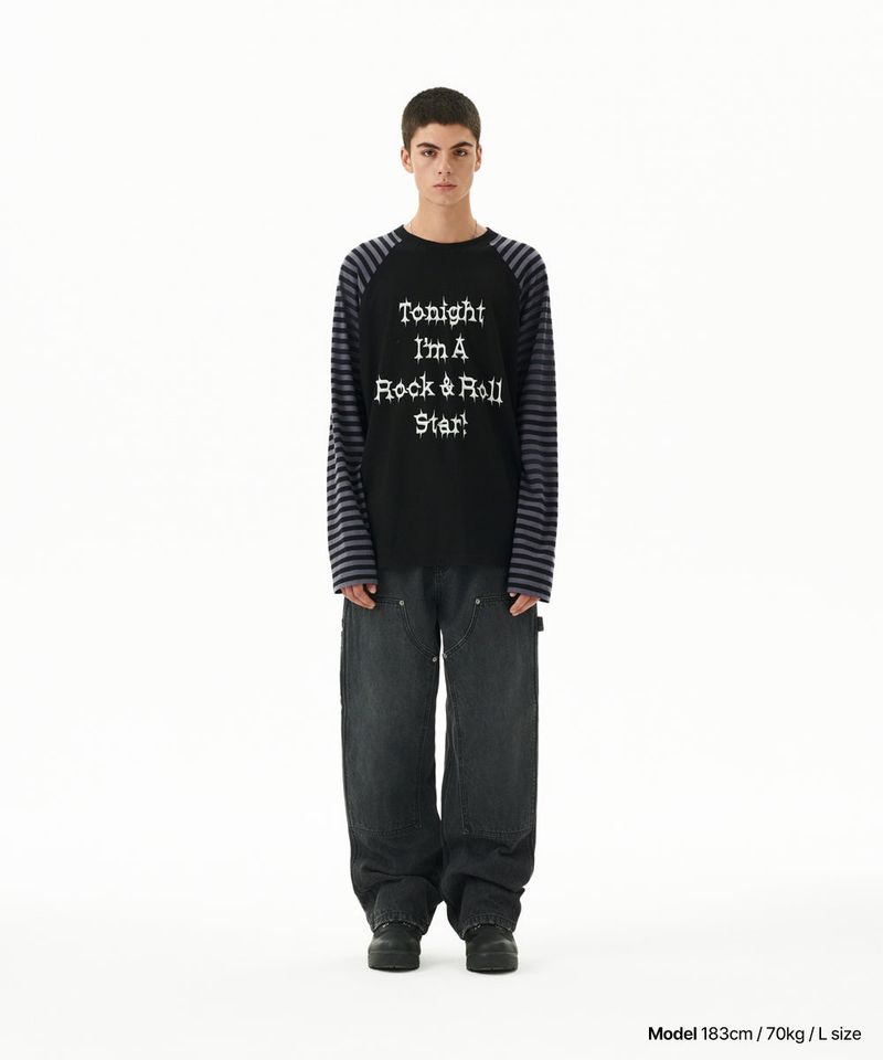 ROCK STAR RAGLAN STRIPE LS TEE