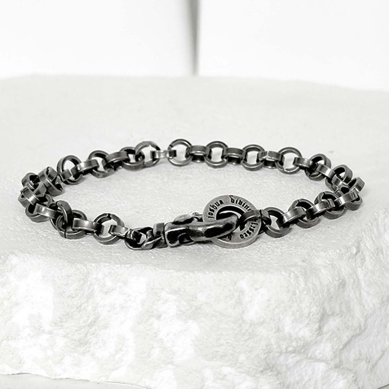 ss-6mm bold O chain bracelet_dark silver