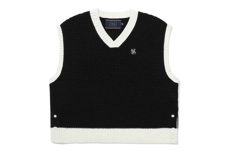 WAFFLE KNIT VEST_BLACK