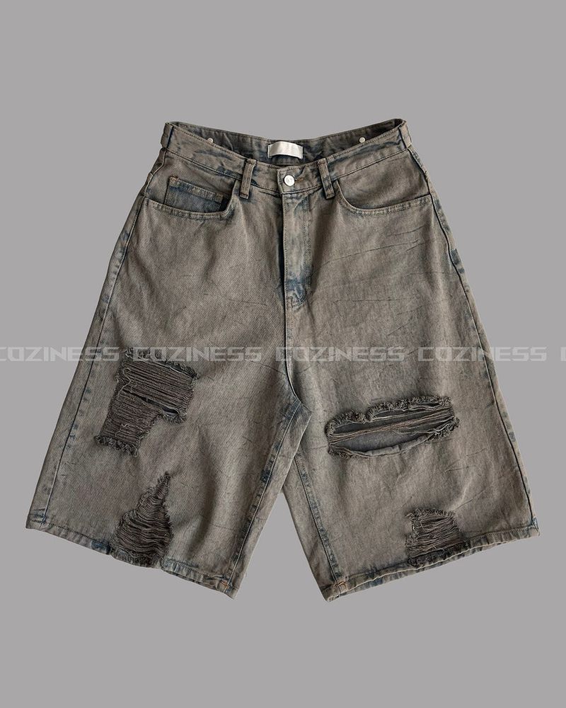 Pulse putty vintage denim Bermuda pants (sand)