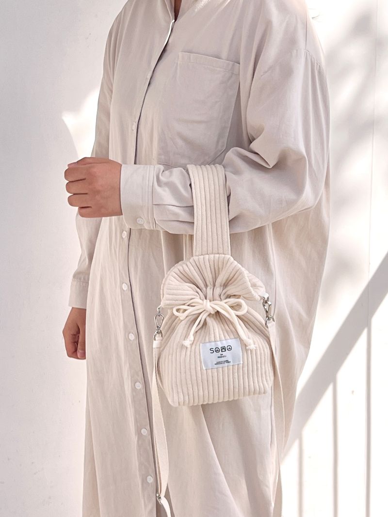 Ribbed fabric New string mini bag