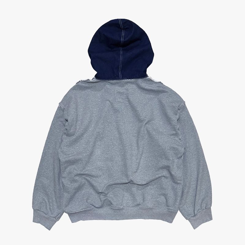 layered deconstructed zip-up hoodie_blue