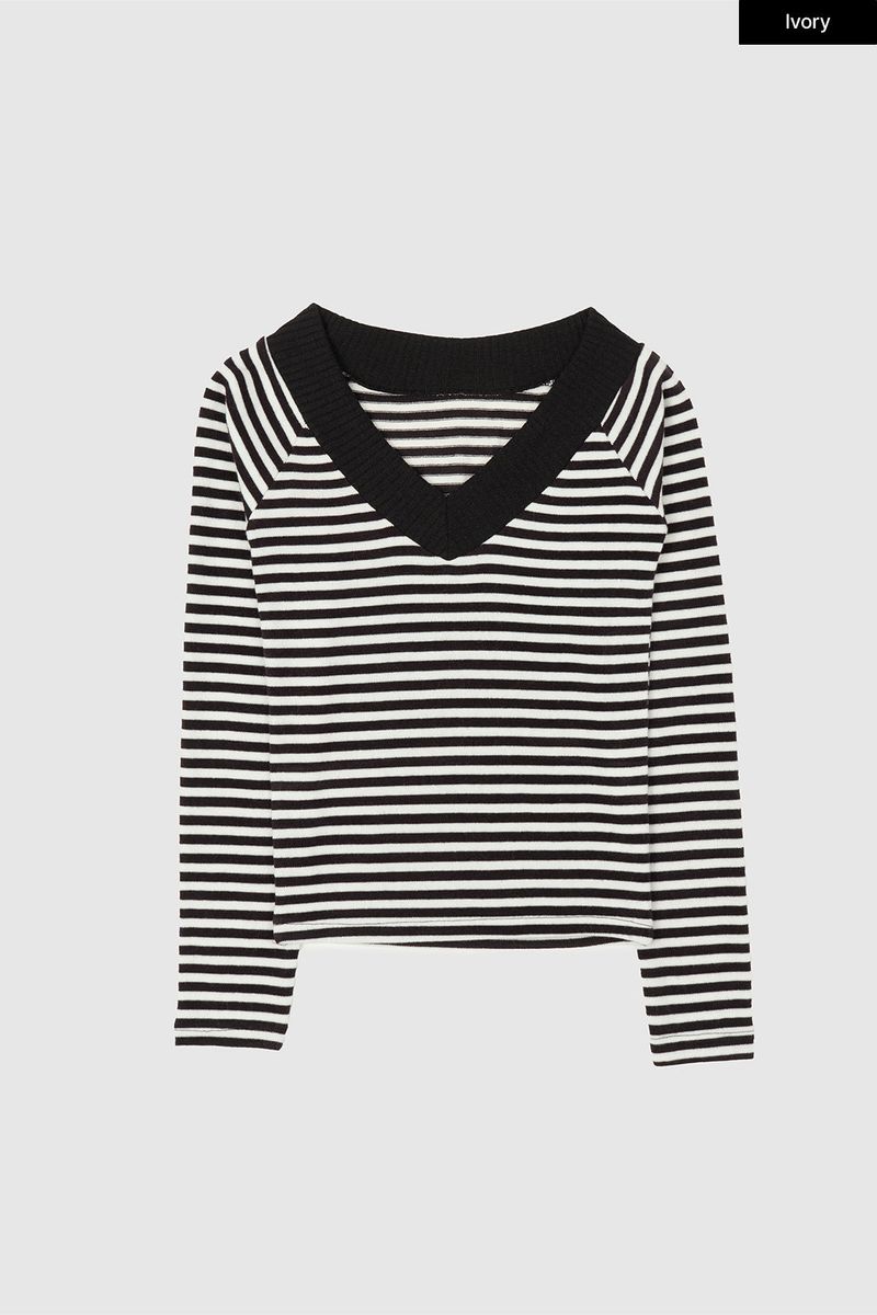 Eron V-neck stripe knit