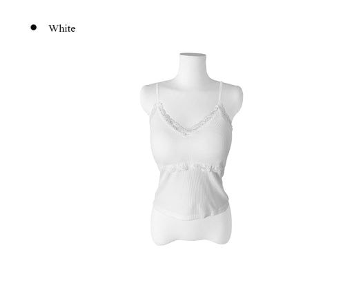 Rouge Ribbed Lace Cap Sleeveless