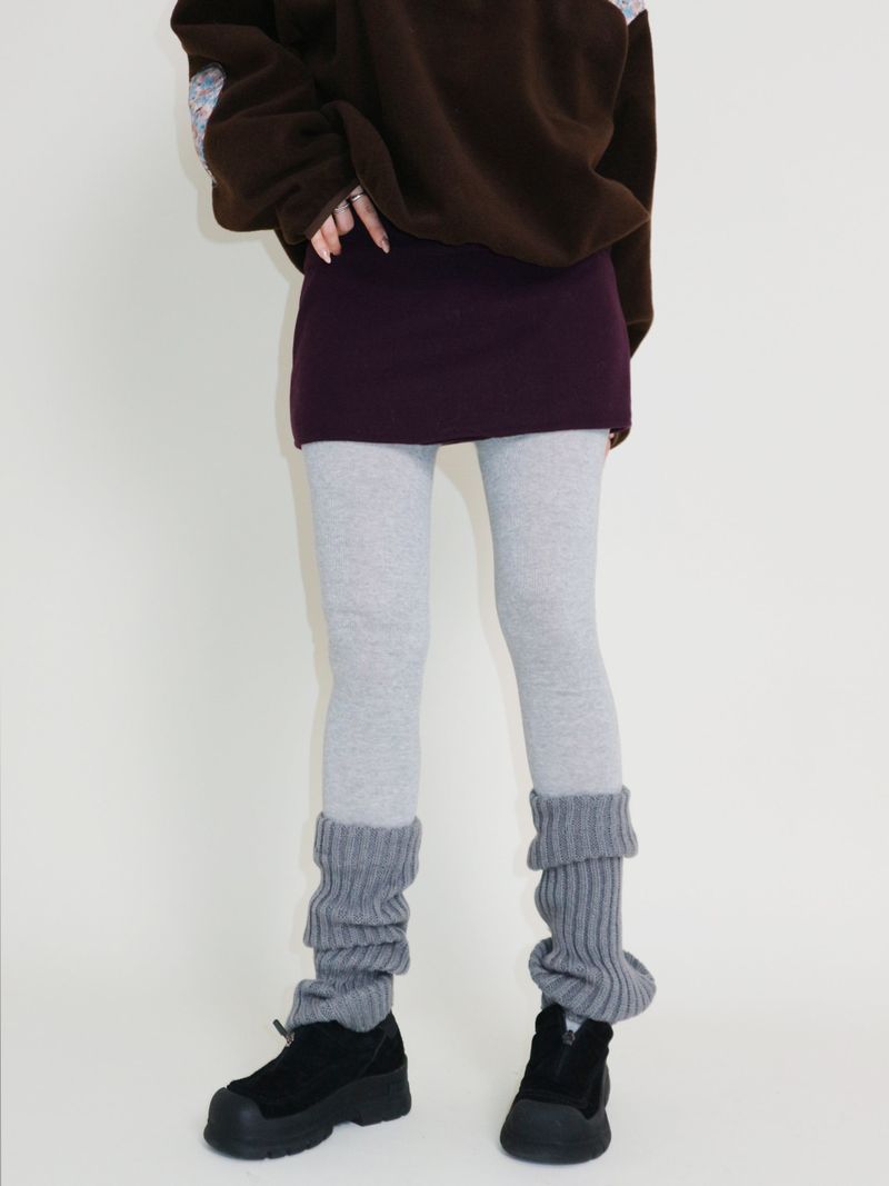 Plum Shorts Layered Mini Skirt (Wool Material)