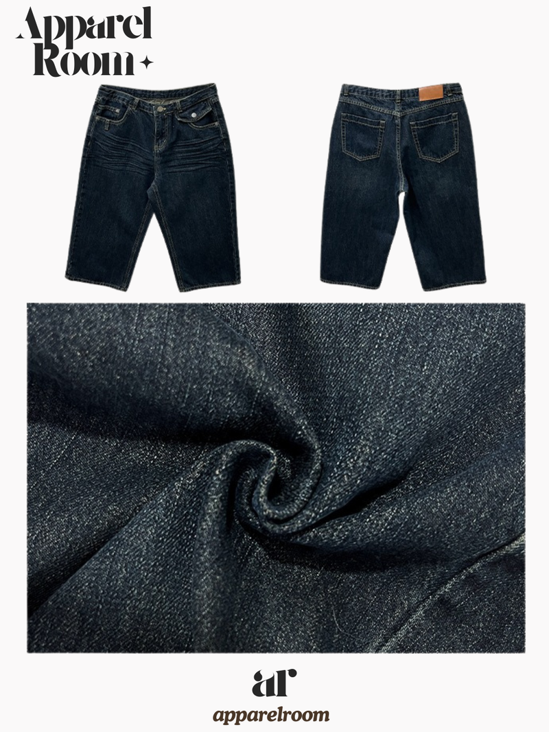 Retro straight capri denim pants