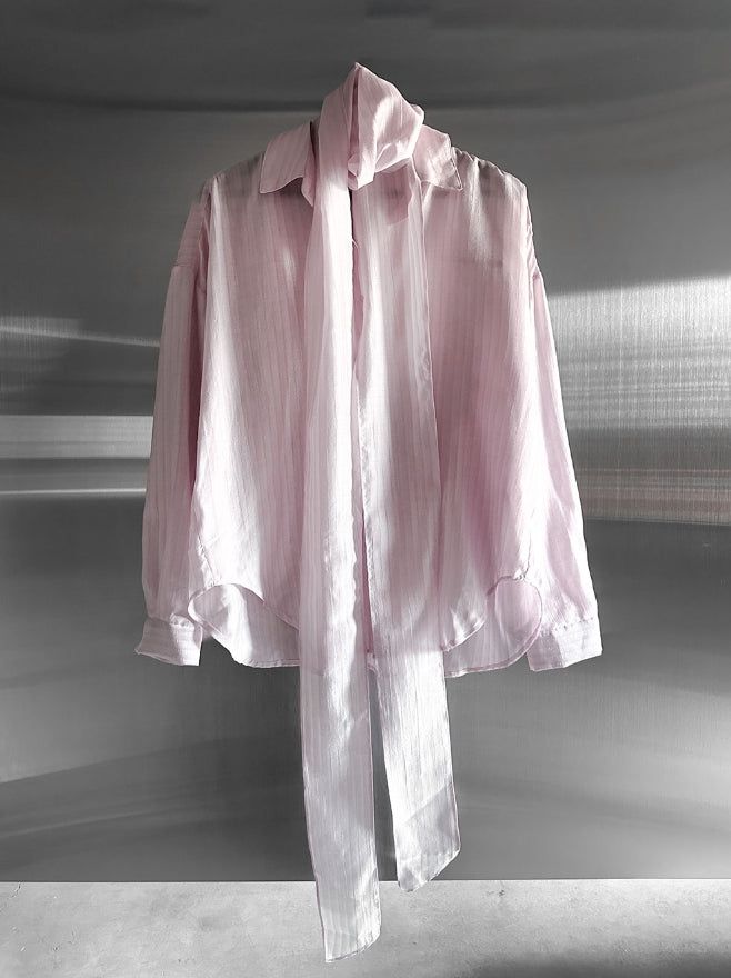 Sie Knot See-through Wrap Shirt Blouse