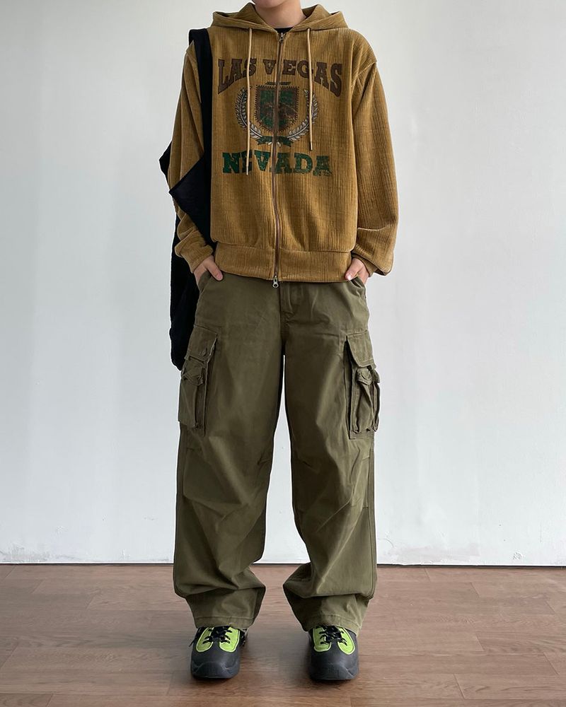 Crack Velvet Hooded Zip-Up