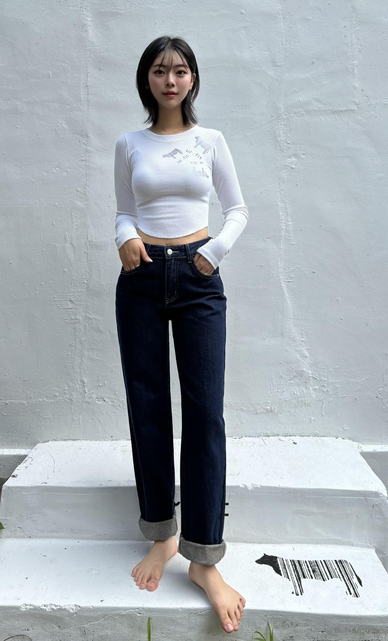 DARK BLUE STANDARD FIT DENIM PANTS code 23003