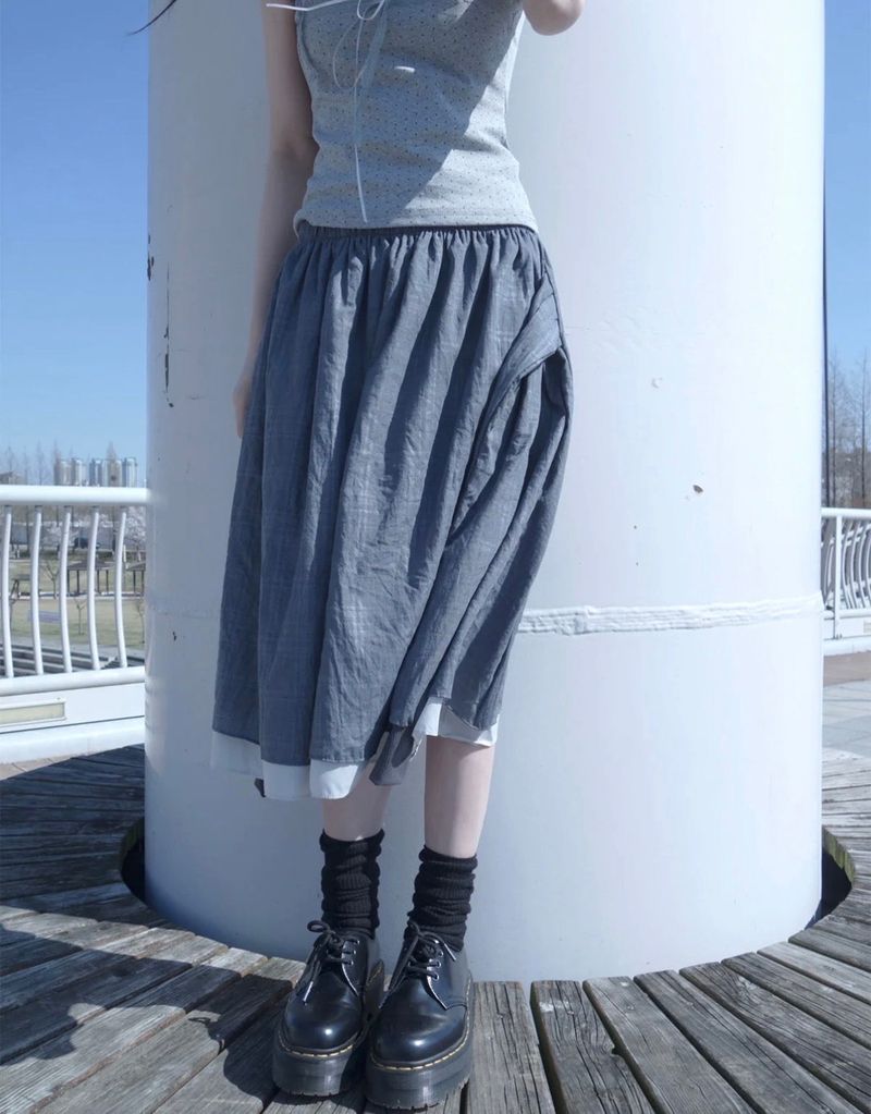 check sleeve skirt