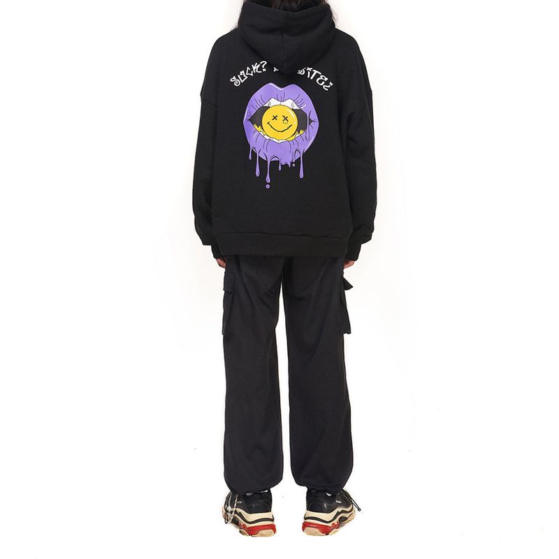 PURPLE LIP HOODIE black