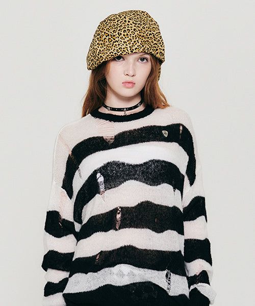 KIRSH（キルシー）の「PICK WAPPEN DAMAGE STRIPE KNIT [WHITE]（Tops）」