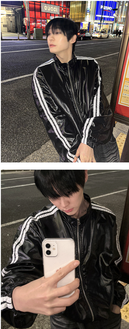 glossy track windbreaker