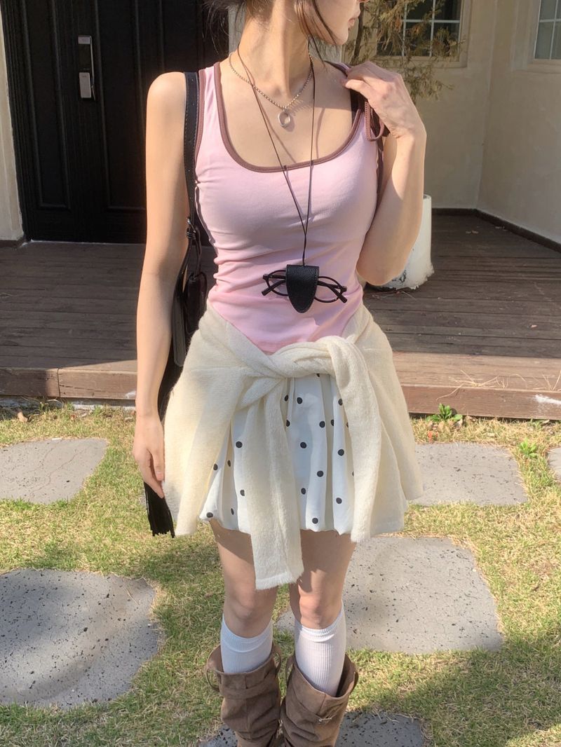 Dot Mellow Balloon Fit Mini Skirt