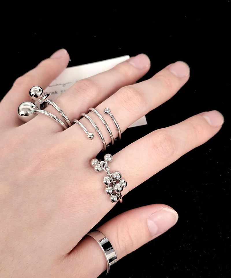 4set ユニークドロップシルバーリングセット