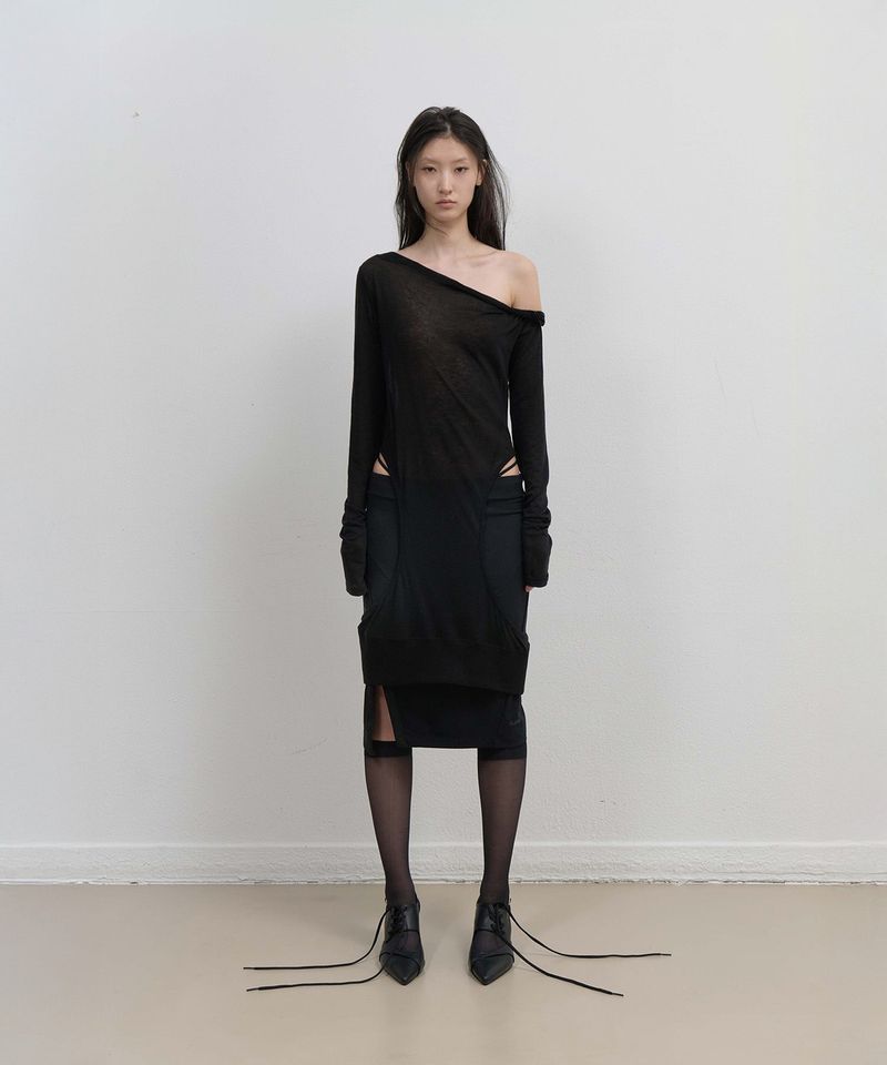 ojos（オホス）の「Curved Cut Layered Tee / Black（Tops）」