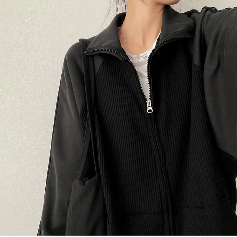 Waffle Two Tone Mix Nagrang Track Zip-Up