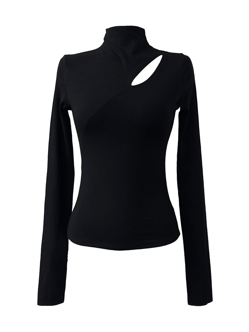 diagonal cut-out half neck T