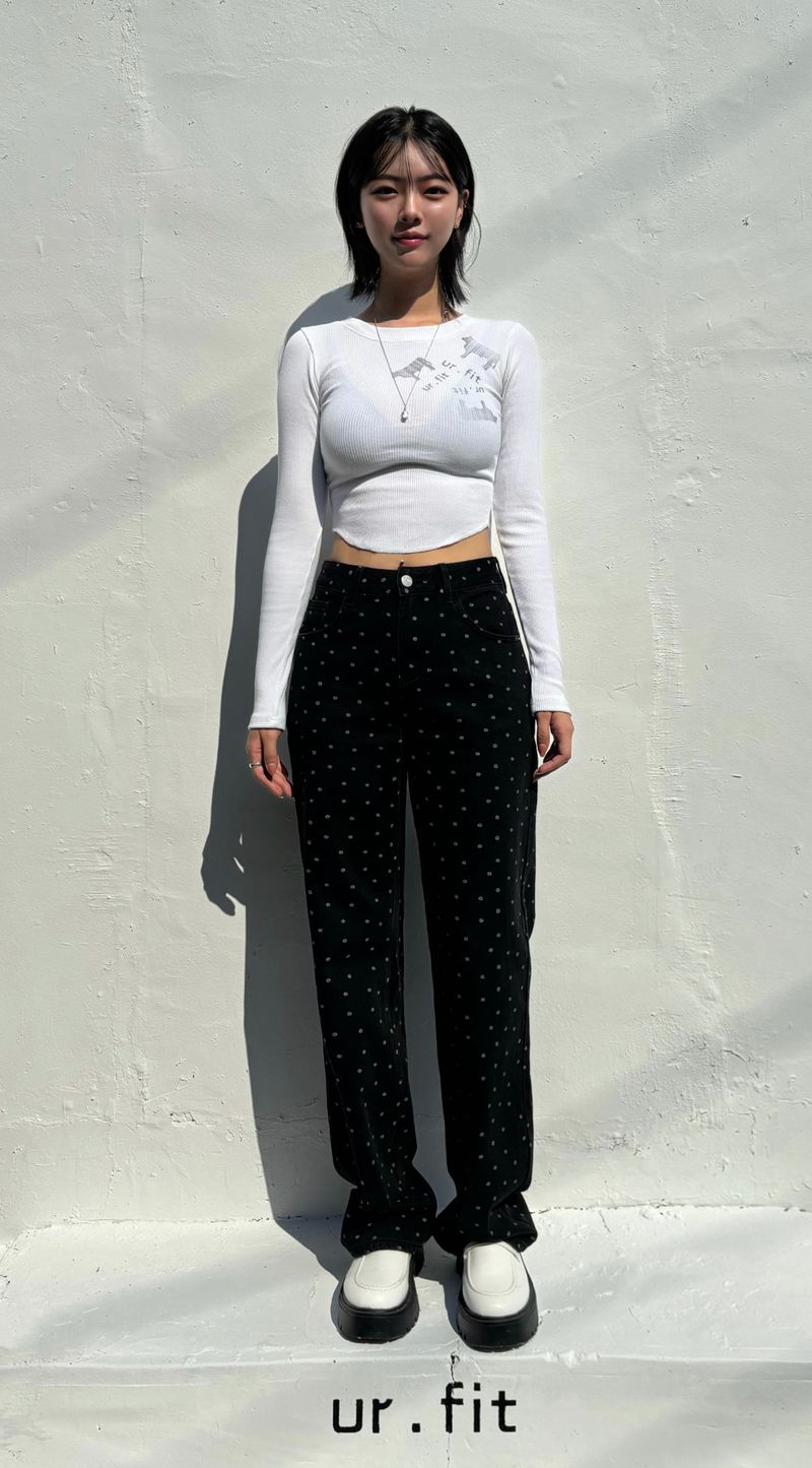 FLOWER DOT DENIM PANTS code 23001