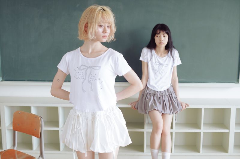 frill balloon skirt(white)