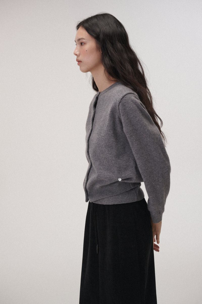 Camel round cardigan (Grey)