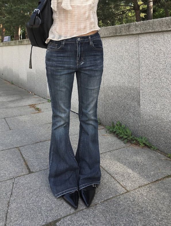 Merlin Washing Denim Bootcut Pants