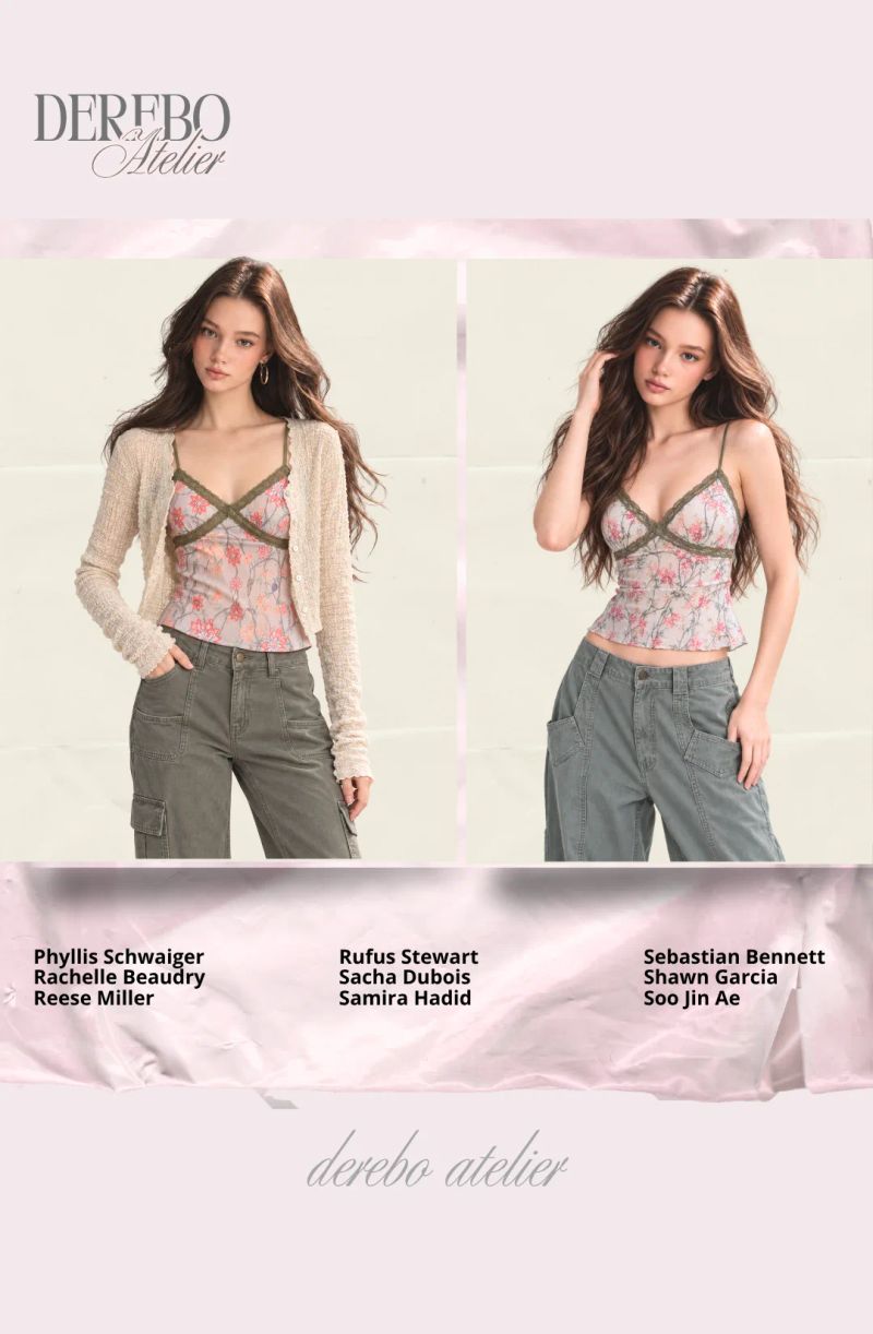 Rene Khaki Sleeveless Cardigan Two-Piece Top
