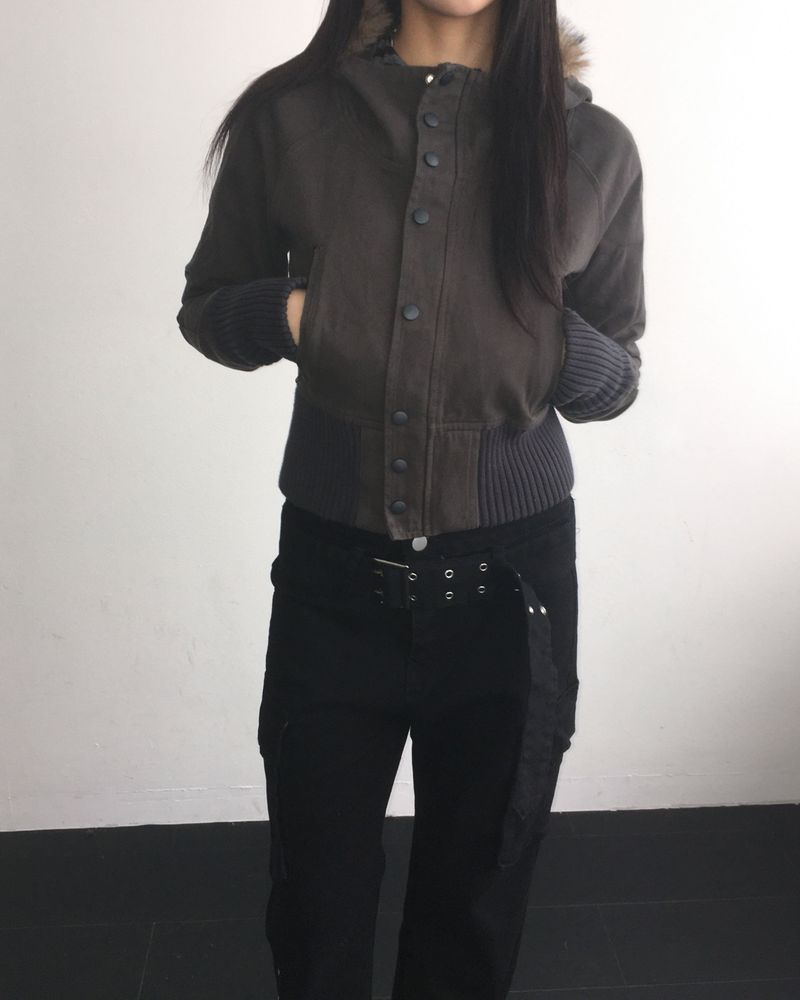 Vintage hood crop jacket