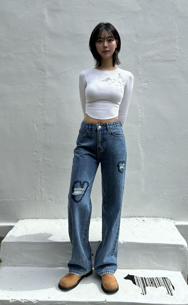 VINTAGE EMBROIDERED DENIM PANTS code 17911