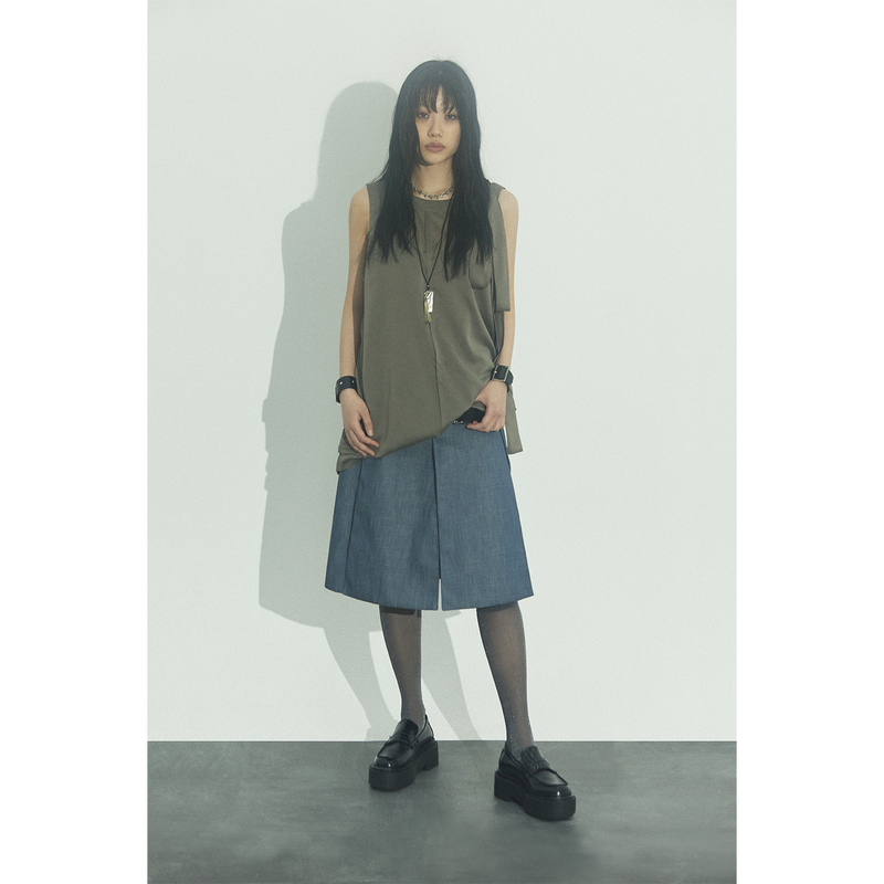 RIBBON MINI DRESS: KHAKI