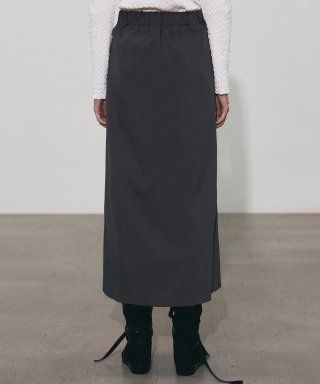 INVERTED BANDING LONG SKIRT_CHARCOAL